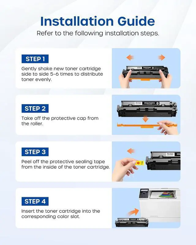 Alt view image 7 of 7 - 202A Toner Cartridges 4 Pack with Chip Replacement for HP202A 202 A CF500A