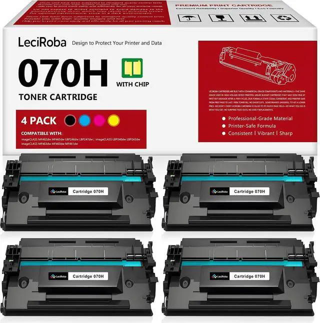 Main image of LeciRoba 070H Black 10,200-Pages High Capacity Toner Cartridge Replacement for Canon 070H 070 H for Canon imageCLASS MF462dw MF465dw LBP246dw LBP247dw LBP240dw LBP243dw MF463dw Printer (4-Pack)