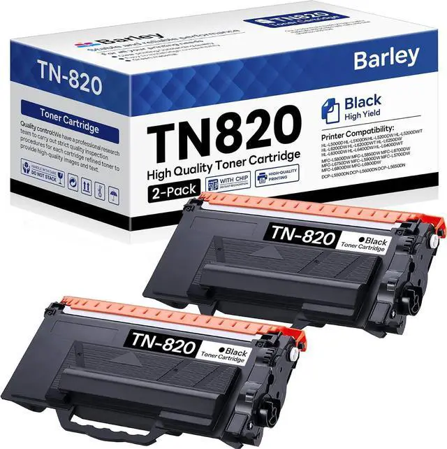 Main image of TN820 TN-820 Toner Cartridge 2-Pack Compatible TN820 Black Toner Cartridge Replacement for Brother TN820 TN-820 MFC-L6800DW HL-L6200DW MFC-L5900DW MFC-L5800DW Toner Printer.