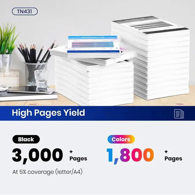 Alt view image 3 of 7 - TN431 4-Color Toner Cartridge Set Compatible for Brother TN431 BK/C/M/Y