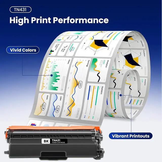 Alt view image 4 of 7 - TN431 4-Color Toner Cartridge Set Compatible for Brother TN431 BK/C/M/Y