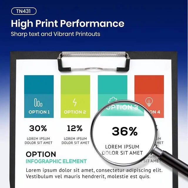 Alt view image 5 of 7 - TN431 4-Color Toner Cartridge Set Compatible for Brother TN431 BK/C/M/Y