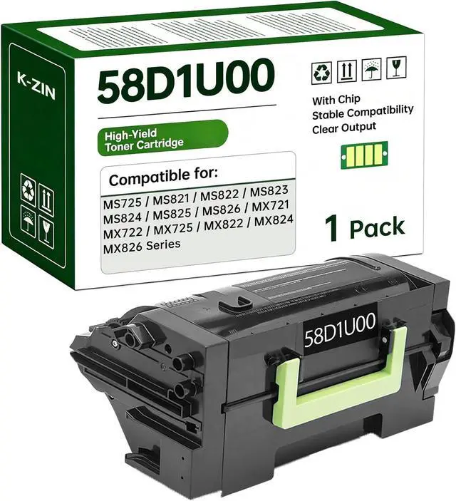 Main image of MS725 58D1U00 Ultra High Yield Black Toner Cartridge with Chip, 55000 Pages, Compatible with Lexmark MS725dvn MS821dn MS822de MS823dn MS824de MS825dn MS826de MX721ade MX725dvn MX822ade Replace 58D1H00