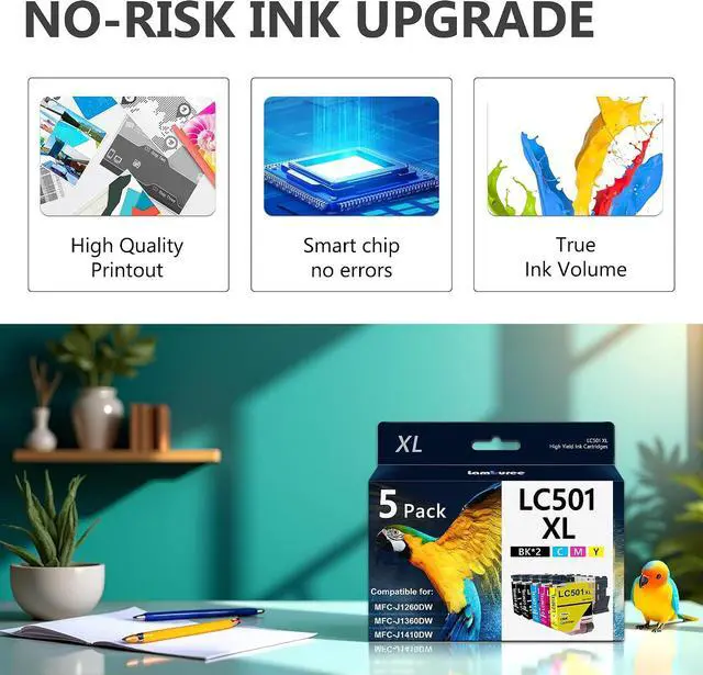 Alt view image 4 of 7 - LC501XL Ink Cartridge Replacment for Brother LC501 LC501XL