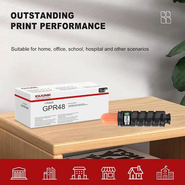 Alt view image 5 of 5 - 1 Pack GPR48 Black Toner Cartridge Replacement for Canon GPR48 Work with imageRUNNER Advance 400 400i 400iF 500 500i 500iF 500iFG