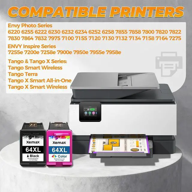 Alt view image 2 of 7 - 64XL Ink Cartridges Compatible with Envy 7900e 7855 for HP 64XL 64 Ink