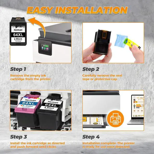 Alt view image 6 of 7 - 64XL Ink Cartridges Compatible with Envy 7900e 7855 for HP 64XL 64 Ink
