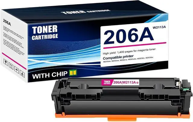 Main image of 1-Pack Magenta 206A W2113A Toner Cartridge: Compatible 206A W2113A Replacement for HP M255nw M255dw M255dn M282nw M283fdn M283fdw M283cdw M255-M256 Series M282-M283 Series M282-M285 Series Printer