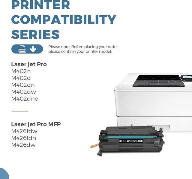 Alt view image 2 of 7 - 26A Toner Cartridge Black CF226A Compatible Pro M402 MFP M426