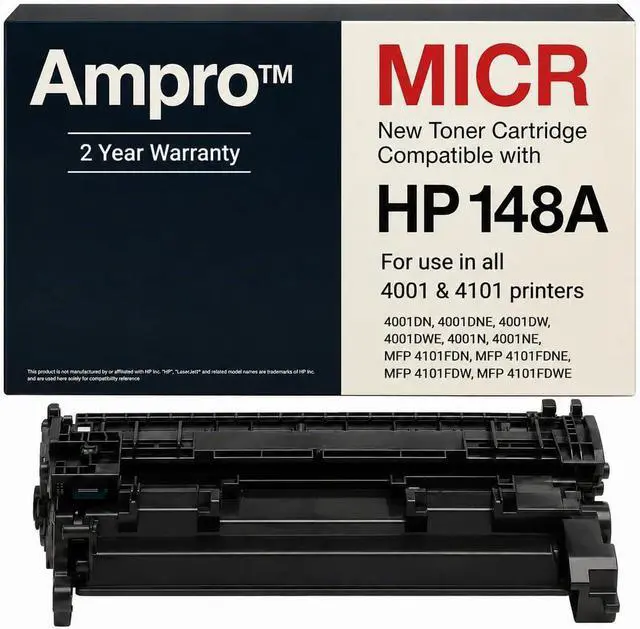 Main image of Ampro New W1408A 148A Replacement 148A MICR Toner Cartridge, for Check Printing with Laser Printers 4001dwe, 4001dw, MFP 4101 fdwe, 4101fdw. (Prints 3000 Pages)
