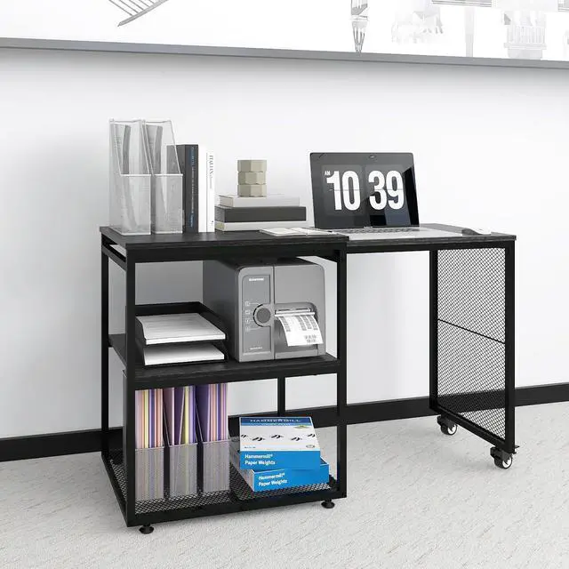 Alt view image 2 of 7 - Natwind 24''x20'' Large Printer Stand,Extendable Home Craft Table,Black