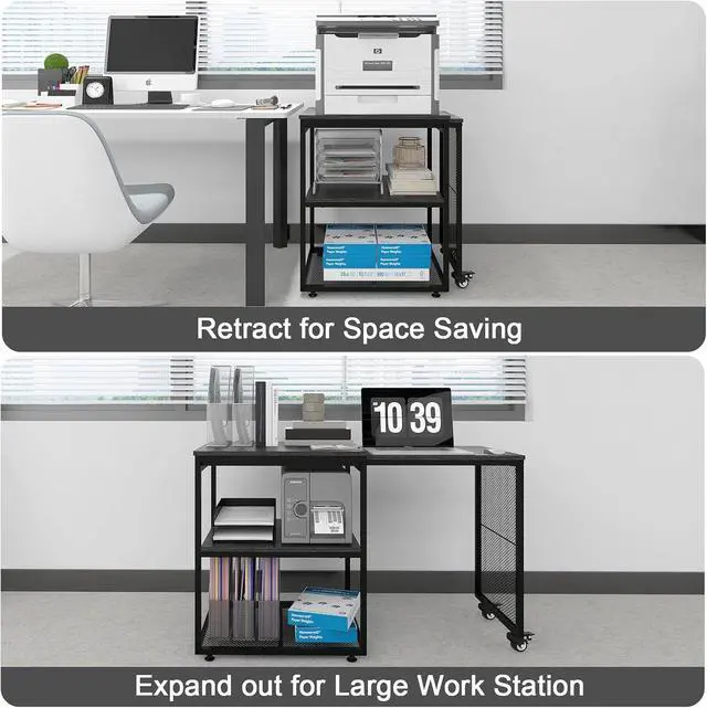Alt view image 4 of 7 - Natwind 24''x20'' Large Printer Stand,Extendable Home Craft Table,Black