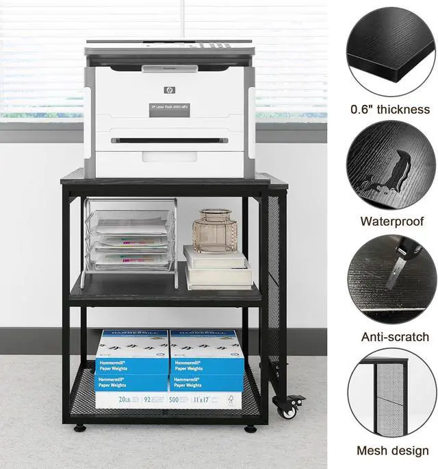 Alt view image 5 of 7 - Natwind 24''x20'' Large Printer Stand,Extendable Home Craft Table,Black