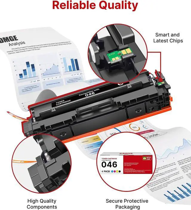 Alt view image 5 of 7 - 046 Toner Cartridge 4 Pack Replacement for Canon 046 046H CRG-046 CRG-046H