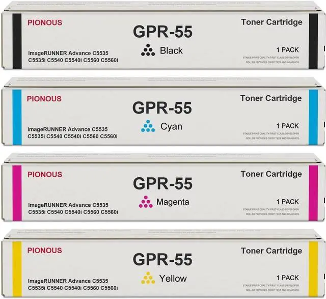 Main image of GPR55 GPR-55 Toner Cartridge Set (4-Pack, 1BK+1C+1M+1Y) Compatible GPR 55 Toner Replacement for Canon GPR-55 Toner Cartridge imageRUNNER Advance C5535 C5535i C5540 C5540i C5560 C5560i C5550i Printer