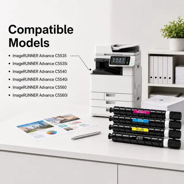 Alt view image 3 of 7 - GPR55 GPR-55 Toner Cartridge Set (4-Pack, 1BK+1C+1M+1Y) Compatible GPR 55 Toner Replacement for Canon GPR-55 Toner Cartridge imageRUNNER Advance C5535 C5535i C5540 C5540i C5560 C5560i C5550i Printer