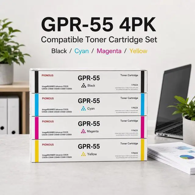 Alt view image 2 of 7 - GPR55 GPR-55 Toner Cartridge Set (4-Pack, 1BK+1C+1M+1Y) Compatible GPR 55 Toner Replacement for Canon GPR-55 Toner Cartridge imageRUNNER Advance C5535 C5535i C5540 C5540i C5560 C5560i C5550i Printer