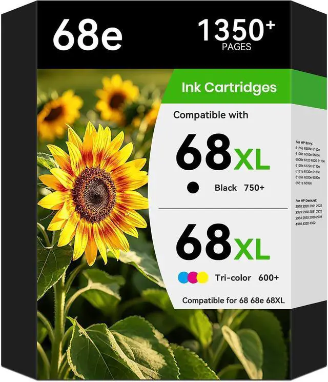 Main image of For HP 68XL 68e 68 Black/Tri-Color Ink Cartridges Combo Pack High Yield
