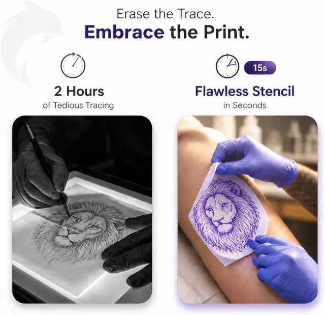 Alt view image 3 of 7 - Tattoo Stencil Ink Refill for EcoTank Inkjet Printer, 100ml Smudge-Proof Stencil Printer Ink for Professional Tattoo Template, Clog-Free & Vegan (Violet)