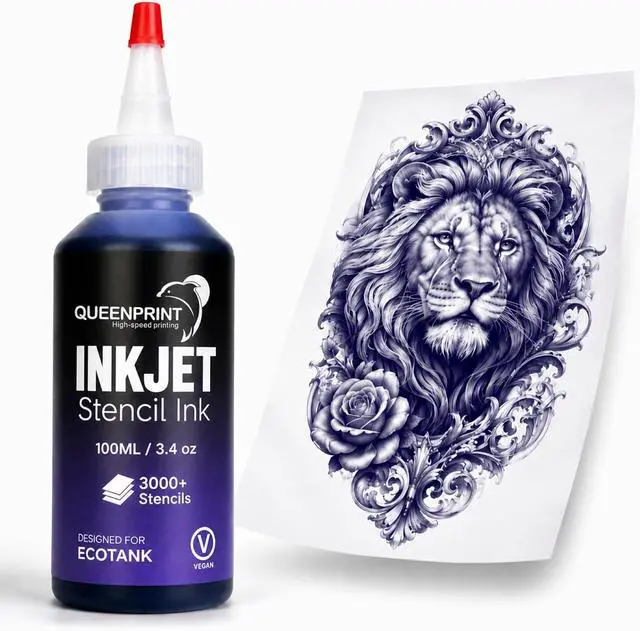 Alt view image 7 of 7 - Tattoo Stencil Ink Refill for EcoTank Inkjet Printer, 100ml Smudge-Proof Stencil Printer Ink for Professional Tattoo Template, Clog-Free & Vegan (Violet)