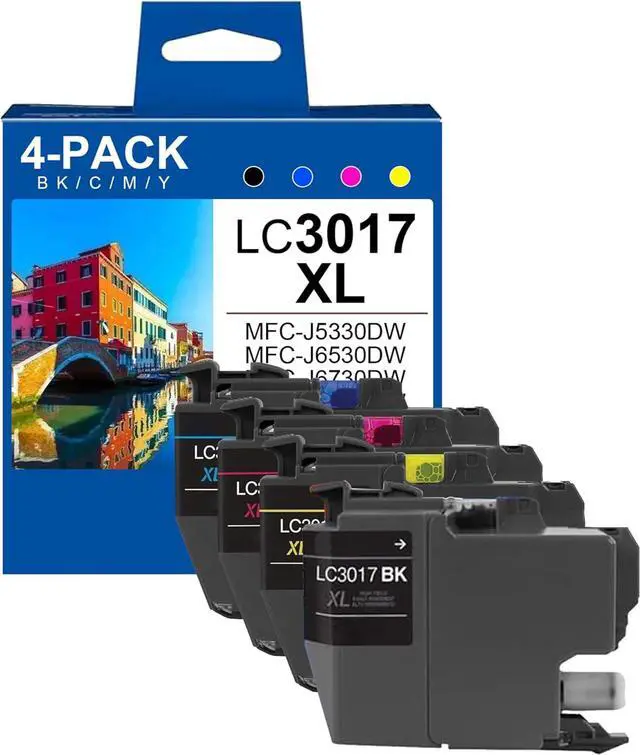 Main image of LC3017BK LC30173PK High Yield XL 4 Pack Ink Cartridges(1 Ea: Black/Cyan/Magenta/Yellow Ink) - Replacement for Brother MFC-J5330DW MFC-J6530DW MFC-J6530DW Printer