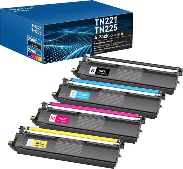 Main image of TN221 TN225 Toner Cartridges 4 Pack Compatible with MFC-9340CDW MFC-9330CDW