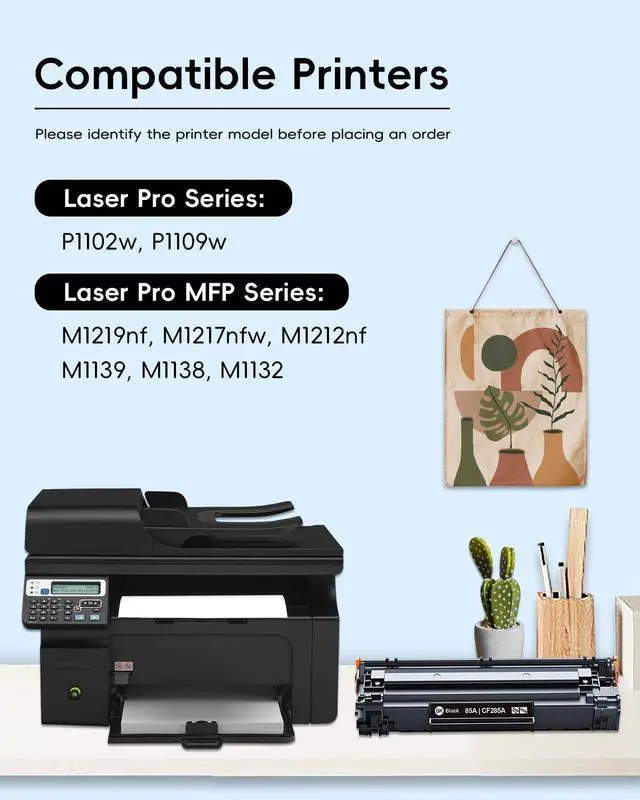 Alt view image 2 of 7 - 85A Toner Cartridge (1-Pack,Black) Compatible 85A CE285A Toner Cartridges Replacement for HP Laser Pro P1109w P1102w M1219nf M1217nfw M1212nf M1139 M1138 M1132 Printer