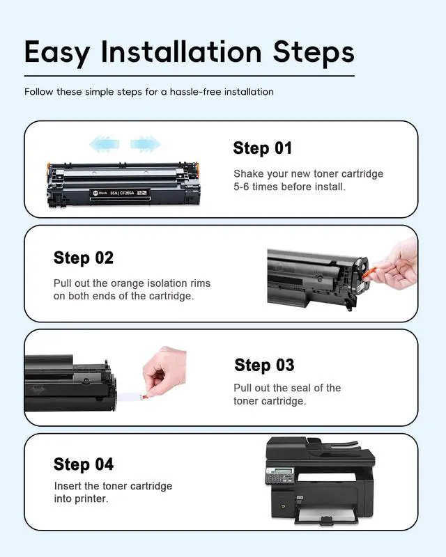 Alt view image 5 of 7 - 85A Toner Cartridge (1-Pack,Black) Compatible 85A CE285A Toner Cartridges Replacement for HP Laser Pro P1109w P1102w M1219nf M1217nfw M1212nf M1139 M1138 M1132 Printer