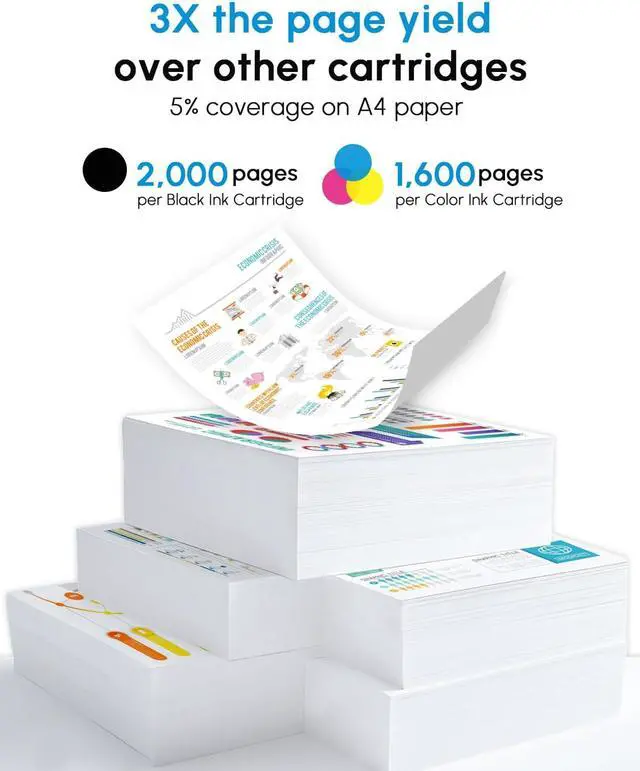 Alt view image 3 of 7 - 962XL Ink Cartridges High Yield 4-Pack Replacement for HP 962XL 962 XL Ink