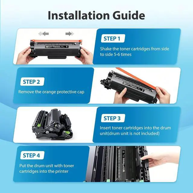 Alt view image 5 of 7 - TN830XL TN830 Toner Cartridges Replacement for Brother TN 830XL Work with DCP-L2640DW HL-L2460DW HL-L2480DW HL-L2405W HL-L2400D MFC-L2820DW MFC-L2760DW High Yield Printer (4 Pack, Black)