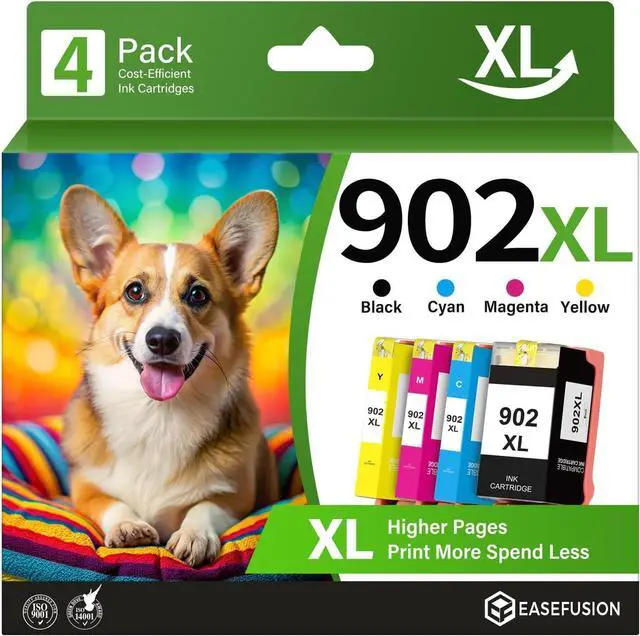 Main image of EaseFusion 902XL Ink Cartridges 4 Combo Pack Compatible for Hp Printers, 902XL 902 XL Ink for OfficeJet 6950 6960 6960 6970 Series(Black, Cyan/Magenta/Yellow)
