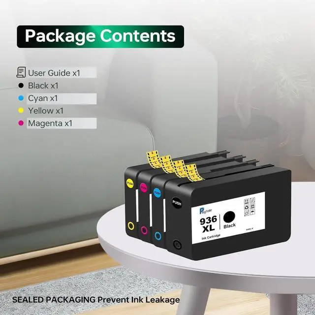 Alt view image 5 of 7 - 936XL 936 XL High Yield Ink Cartridges Compatible for HP 936e XL (4 Pack)