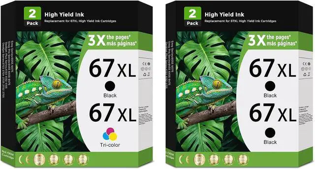 Main image of 67XL Ink Cartridges 4-Pack Replacement for HP 67 XL Black Color Combo Pack for HP67 HP67XL with Printer DeskJet 2827e 2855e 4155e 2755e 2700e 4255e 2852e 2700 2800 4100 Envy 6000 6055 6055e 6400 6455e