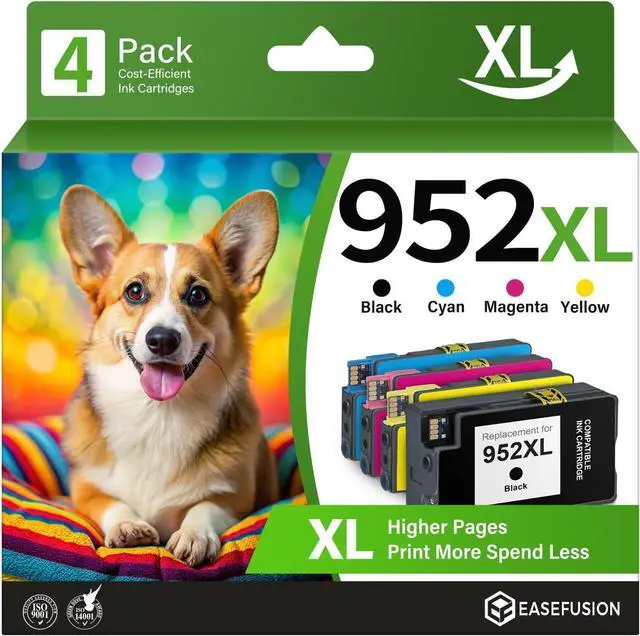 Main image of EaseFusion 952XL Ink Cartridges 4 Combo Pack Compatible for HP Printer, 952XL 952 XL Ink Works OfficeJet 8702 7700 8210 8700 Series (Black, Cyan/Magenta/Yellow)