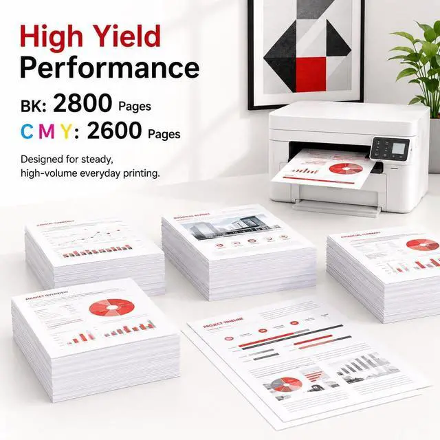 Alt view image 3 of 7 - 055 Toner Cartridge Set (4-Pack, Black, Cyan, Magenta, Yellow) Poou Compatible 055 High Yield Replacement for Canon 055 Toner Color imageCLASS MF743Cdw MF741Cdw MF745Cdw MF746Cdw LBP664Cdw Printer