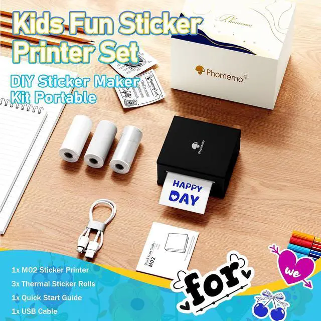 Alt view image 6 of 7 - Phomemo Sticker Printer, Inkless Mini Thermal Sticker Printer Machine