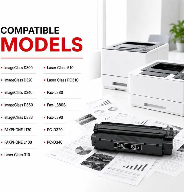 Alt view image 2 of 7 - High Yield S35 Black Toner Cartridge (7833A001AA) 1-Pack: S35 Toner Cartridge Replacement for ImageCLASS D320 D340 FAXPHONE L170 L360 LaserClass 310 320 Printer