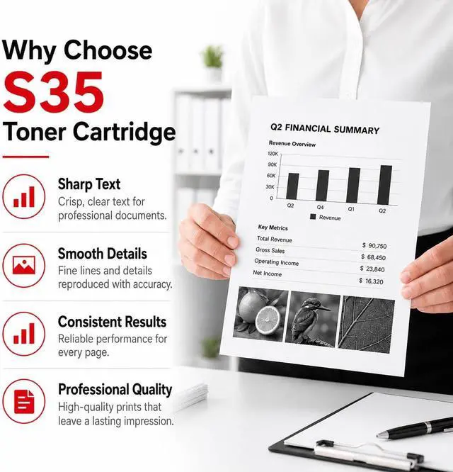 Alt view image 4 of 7 - High Yield S35 Black Toner Cartridge (7833A001AA) 1-Pack: S35 Toner Cartridge Replacement for ImageCLASS D320 D340 FAXPHONE L170 L360 LaserClass 310 320 Printer