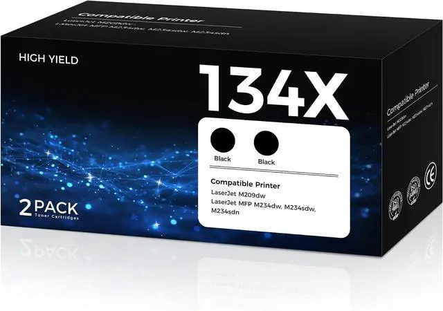 Main image of 2-Pack Compatible for HP 134X W1340X Black Toner Cartridge MFP M234dw