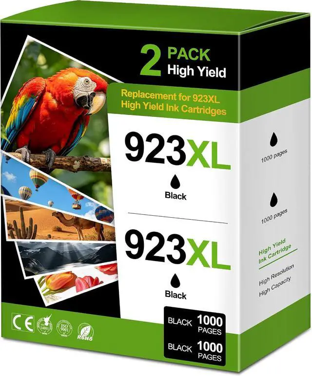 Main image of 923XL 923e 923 Black Ink Cartridges 2-Pack High Yield Replacement for HP 923 923e 923XL, Compatible with HP OfficeJet Pro 8130e 8135e 8139e 8138e 8122e 8120 8124e 8125e 8130 8132e 8134e Printers