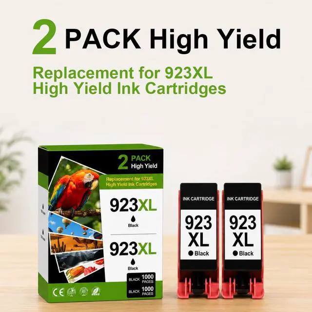 Alt view image 2 of 7 - 923XL 923e 923 Black Ink Cartridges 2-Pack High Yield Replacement for HP 923 923e 923XL, Compatible with HP OfficeJet Pro 8130e 8135e 8139e 8138e 8122e 8120 8124e 8125e 8130 8132e 8134e Printers