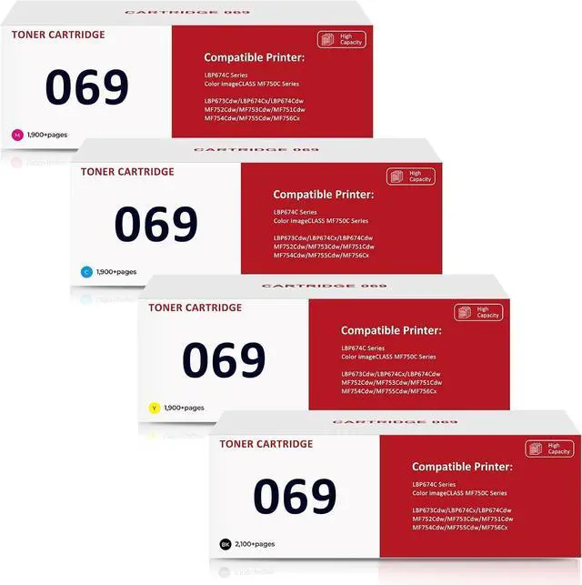 Main image of 4-Pack 069 Toner Compatible for Canon 069 Toner Cartridge Set MF753Cdw Ink