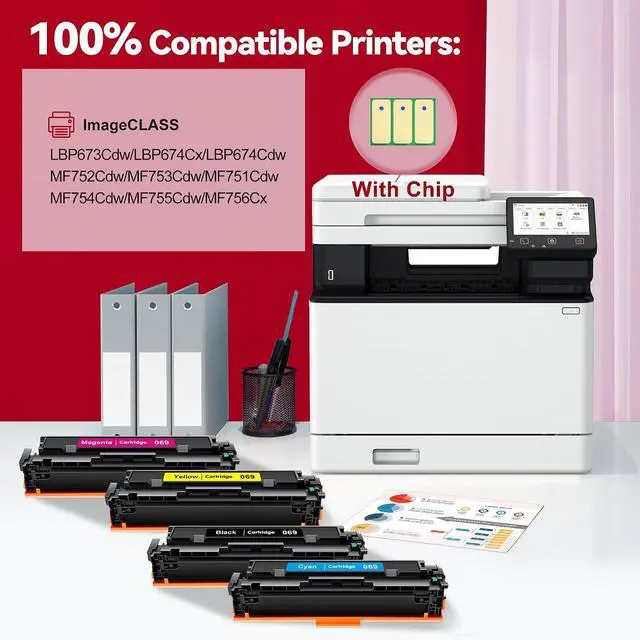 Alt view image 2 of 6 - 4-Pack 069 Toner Compatible for Canon 069 Toner Cartridge Set MF753Cdw Ink