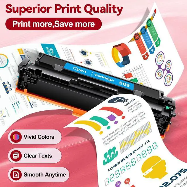 Alt view image 4 of 6 - 4-Pack 069 Toner Compatible for Canon 069 Toner Cartridge Set MF753Cdw Ink