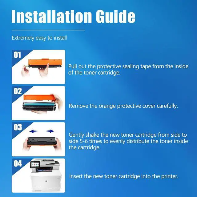 Alt view image 4 of 6 - 414X Toner Cartridges 4 Pack High Yield with Chip Replacement for HP 414X W2020X 414A W2020A Toner Work with Color Laser Jet Pro MFP M479fdw M479fdn M454dw M454dn M455dn M480f Printer (BK/C/Y/M)