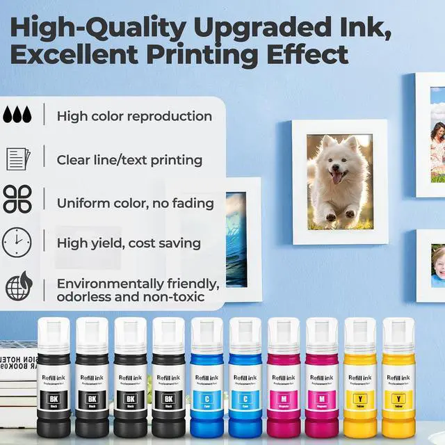 Alt view image 4 of 7 - Compatible for EPT522 Ink Refill Bottles ET-2800 ET-2803 ET-2400 ET-4800 Ink Refill Work for 2800 2803 2400 4800 ET2800 ET2400 ET4800 ET-2720 ET-4700 ET-4810 ET-2840 ET-2410 ET-1913 ET-2903 Printer