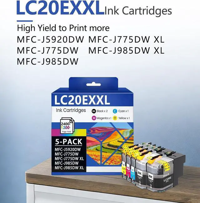 Alt view image 2 of 7 - LC20EXXL LC20E Ink Cartridges Set 5-Pack with Super High Yield