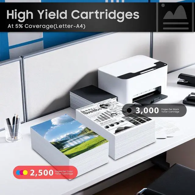 Alt view image 3 of 6 - Lezzo C230 C235 Toner Cartridge High Yield (with New Chip) 006R04391 006R04392 006R04393 006R04394 Replacement for Xerox C235/DNI C230/DNI Color Printer, 4-Pack C235 C230 Ink Cartridge