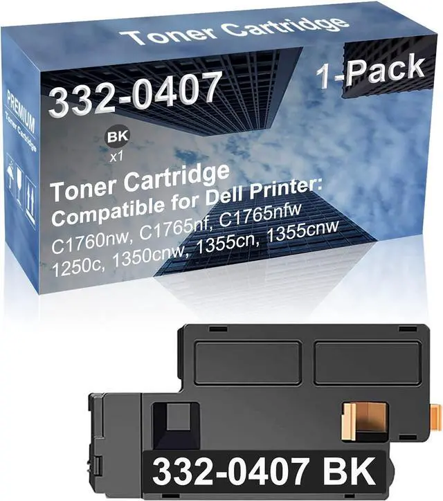 Main image of 1-Pack (Black) Compatible C1765nfw, 1250c Printer Toner Cartridge High Capacity Replacement for Dell 332-0407 Toner Cartridge