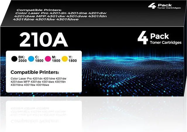 Main image of W.L.M 210A Toner Cartridge 4Pack Compatible with HP 210A 210X Toner Cartridge with 210A Toner Color Laser Jet Pro MFP 4301fdw 4201dw 4201dn 4301fdn 4301fdw 4301dw Printer (Black/Cyan/Magenta/Yellow)
